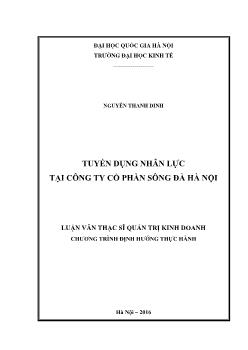 Tuyển dụng nhân lực tại công ty cổ phần sông Đà Hà Nội