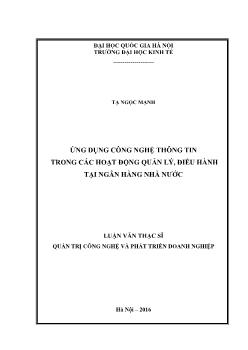 Ứng dụng công nghệ thông tin trong các hoạt động quản lý, điều hành tại ngân hàng nhà nước