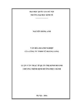 Văn hóa doanh nghiệp của công ty TNHH Vũ Hoàng Long