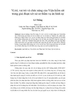 Vị trí, vai trò và chức năng của Viện kiểm sát trong giai đoạn xét xử sơ thẩm vụ án hình sự