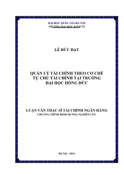 Luận văn Quản lý tài chính theo cơ chế tự chủ tài chính tại trường đại học Hồng Đức