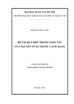 Đề tài Quá khứ trong sáng tác của Nguyễn Tuân trước cách mạng