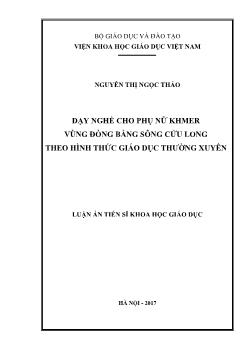 Khoa học giáo dục - Dạy nghề cho phụ nữ khmer vùng đồng bằng sông Cửu Long theo hình thức giáo dục thường xuyên