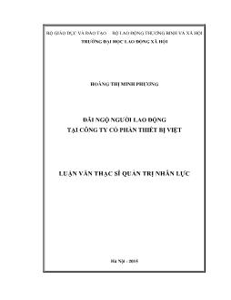 Luận văn Đãi ngộ người lao động tại Công ty cổ phần thiết bị Việt