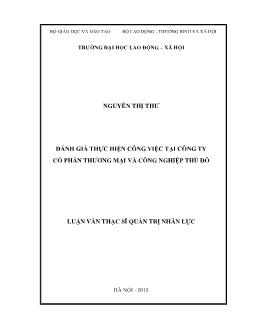 Luận văn Đánh giá thực hiện công việc tại công ty cổ phần thương mại và công nghiệp thủ đô
