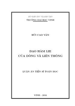 Luận văn Đạo hàm lie của dòng và liên thông