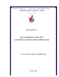 Luận văn Đào tạo đội ngũ giảng viên tại trường cao đẳng nghề cơ điện Hà Nội