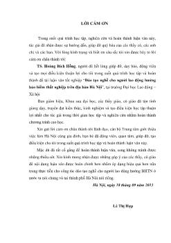 Luận văn Đào tạo nghề cho người lao động hưởng bảo hiểm thất nghiệp trên địa bàn Hà Nội