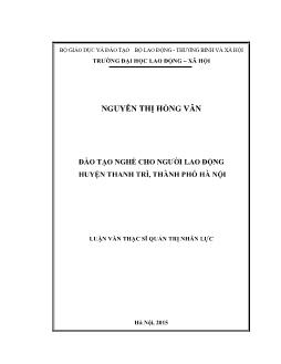 Luận văn Đào tạo nghề cho người lao động huyện Thanh trì, thành phố Hà Nội