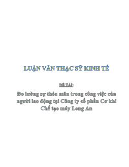 Luận văn Đo lường sự thỏa mãn trong công việc của người lao động ở Công ty cổ phần Cơ khí Chế tạo máy Long An