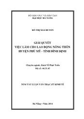 Luận văn Giải quyết việc làm cho lao động nông thôn huyện Phú mỹ - Tỉnh Bình Định