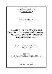 Luận văn Hoàn thiện công tác bảo đảm tiền vay bằng tài sản tại ngân hàng thương mại cổ phần công thương Việt Nam - Chi nhánh ngũ Hành Sơn