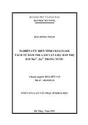 Luận văn Nghiên cứu biến tính cellulose tách từ dăm tre làm vật liệu hấp phụ ion Mn2+, Zn2+ trong nước