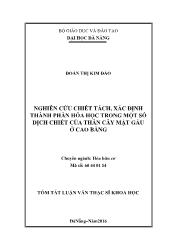 Luận văn Nghiên cứu chiết tách, xác định thành phần hóa học trong một số dịch chiết của thân cây mật gấu ở Cao Bằng