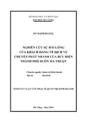 Luận văn Nghiên cứu sự hài lòng của khách hàng về dịch vụ chuyển phát nhanh của bưu điện thành phố Buôn Ma Thuột