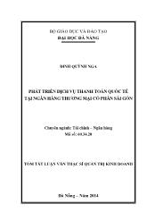 Luận văn Phát triển dịch vụ thanh toán quốc tế tại ngân hàng thương mại cổ phần Sài Gòn