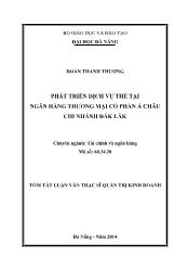 Luận văn Phát triển dịch vụ thẻ tại ngân hàng thương mại cổ phần Á châu chi nhánh Đăk Lăk