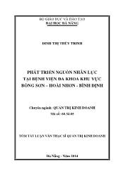 Luận văn Phát triển nguồn nhân lực tại bệnh viện đa khoa khu vực Bồng sơn – Hoài nhơn - Bình định