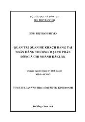 Luận văn Quản trị quan hệ khách hàng tại ngân hàng thương mại cổ phần Đông á chi nhánh Đắklắk