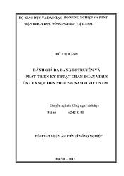Tóm tắt Luận án Đánh giá đa dạng di truyền và phát triển kỹ thuật chẩn đoán virus lúa lùn sọc đen Phương Nam ở Việt Nam