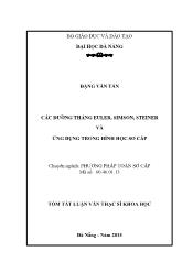 Tóm tắt Luận văn Các đường thẳng euler, simson, steiner và ứng dụng trong hình học sơ cấp