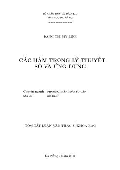 Tóm tắt Luận văn Các hàm trong lý thuyết số và ứng dụng