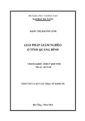 Tóm tắt Luận văn Giải pháp giảm nghèo ở tỉnh Quảng Bình