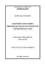 Tóm tắt Luận văn Giải pháp giảm nghèo trên địa bàn quận Ngũ hành sơn, thành phố Đà Nẵng