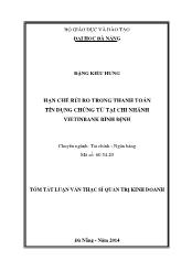 Tóm tắt Luận văn Hạn chế rủi ro trong thanh toán tín dụng chứng từ tại chi nhánhVietinbank Bình Định