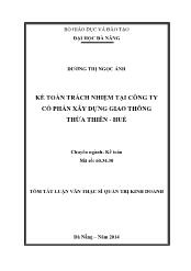 Tóm tắt Luận văn Kế toán trách nhiệm tại công ty cổ phần xây dựng giao thông Thừa thiên - Huế