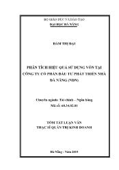 Tóm tắt Luận văn Phân tích hiệu quả sử dụng vốn tại Công ty cổ phần Đầu tư Phát triển nhà Đà Nẵng (NDN)