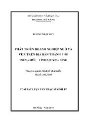 Tóm tắt Luận văn Phát triển doanh nghiệp nhỏ và vừa trên địa bàn thành phố Đồng hới – tỉnh Quảng Bình