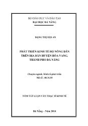 Tóm tắt Luận văn Phát triển kinh tế hộ nông dân trên địa bàn huyện Hòa Vang, thành phố Đà Nẵng