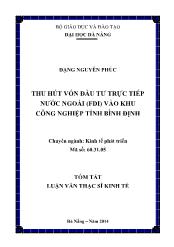 Tóm tắt Luận văn Thu hút đầu tư trực tiếp nước ngoài (FDI) vào Khu công nghiệp tỉnh Bình Định