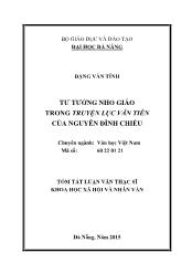 Tóm tắt Luận văn Tư tưởng nho giáo trong truyện Lục Vân Tiên của Nguyễn Đình Chiểu