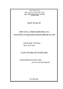 Văn hóa học - Đền Tân la trong đời sống của người dân xã Bảo khê thành phố Hưng Yên