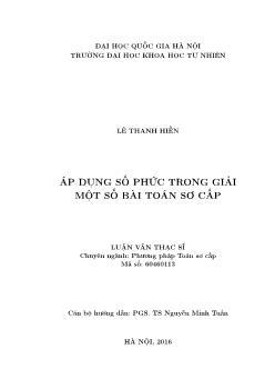 Áp dụng số phức trong giải một số bài toán sơ cấp