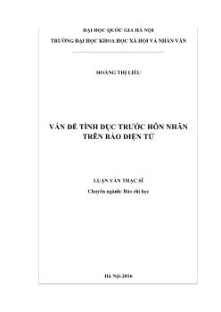 Báo chí học - Vấn đề tình dục trước hôn nhân trên báo điện tử