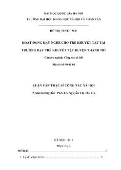 Công tác xã hội - Hoạt động dạy nghề cho trẻ khuyết tật tại trường dạy trẻ khuyết tật huyện Thanh Trì