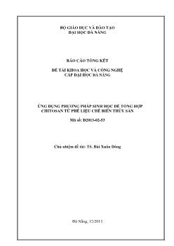 Đề tài Ứng dụng phương pháp sinh học để tổng hợp chitosan từ phế liệu chế biến thủy sản