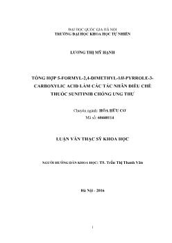 Hóa hữu cơ - Tổng hợp 5 - Formyl - 2, 4 - dimethyl - 1h - pyrrole - 3 - carboxylic acid làm các tác nhân điều chế thuốc sunitinib chống ung thư