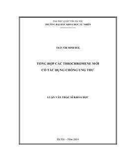 Hóa hữu cơ - Tổng hợp các Thiochromene mới có tác dụng chống ung thư