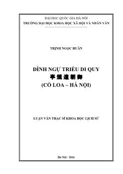 Khảo cổ học - Đình ngự triều di quy (Cổ loa – Hà Nội)