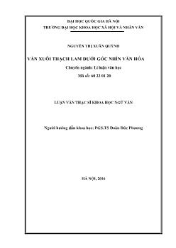 Lí luận văn học - Văn xuôi thạch lam dưới góc nhìn văn hóa