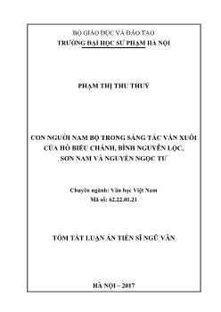 Luận án Con người nam bộ trong sáng tác văn xuôi của Hồ Biểu Chánh, Bình Nguyên Lộc, Sơn Nam và Nguyễn Ngọc Tư