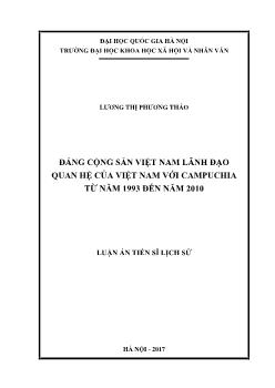 Luận án Đảng cộng sản Việt Nam lãnh đạo quan hệ của Việt Nam với Campuchia từ năm 1993 đến năm 2010