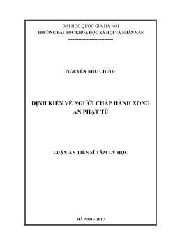 Luận án Định kiến về người chấp hành xong án phạt tù