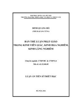 Luận văn Bản thể luận phật giáo trong kinh viên giác, kinh hoa nghiêm, kinh lăng nghiêm