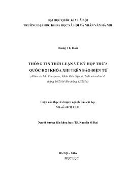 Luận văn Báo chí học - Thông tin thời luận về kỳ họp thứ 8 quốc hội khóa XIII trên báo điện tử