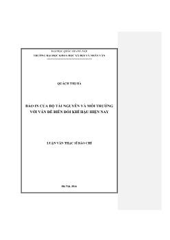 Luận văn Báo in của bộ tài nguyên và môi trường với vấn đề biến đổi khí hậu hiện nay